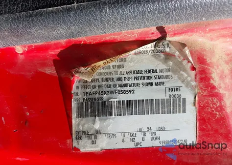 1998 Ford Mustang Gt z USA, uszkodzony, nr VIN 1FAFP45X3WF258592